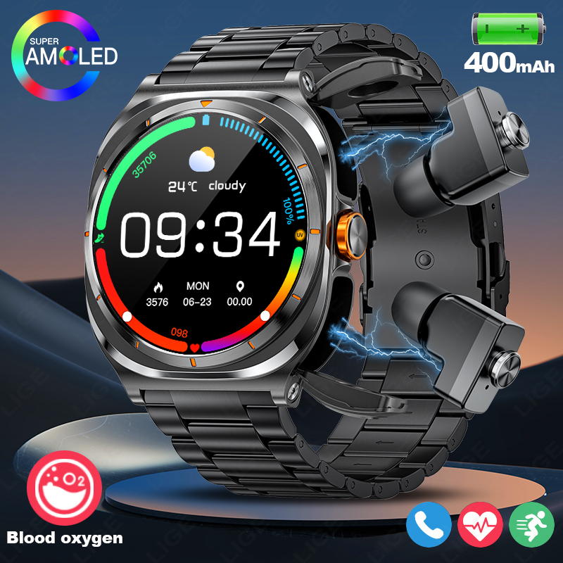 Smartwatch Running Watches For Men - LIGE 2025 montre sans fil écouteurs