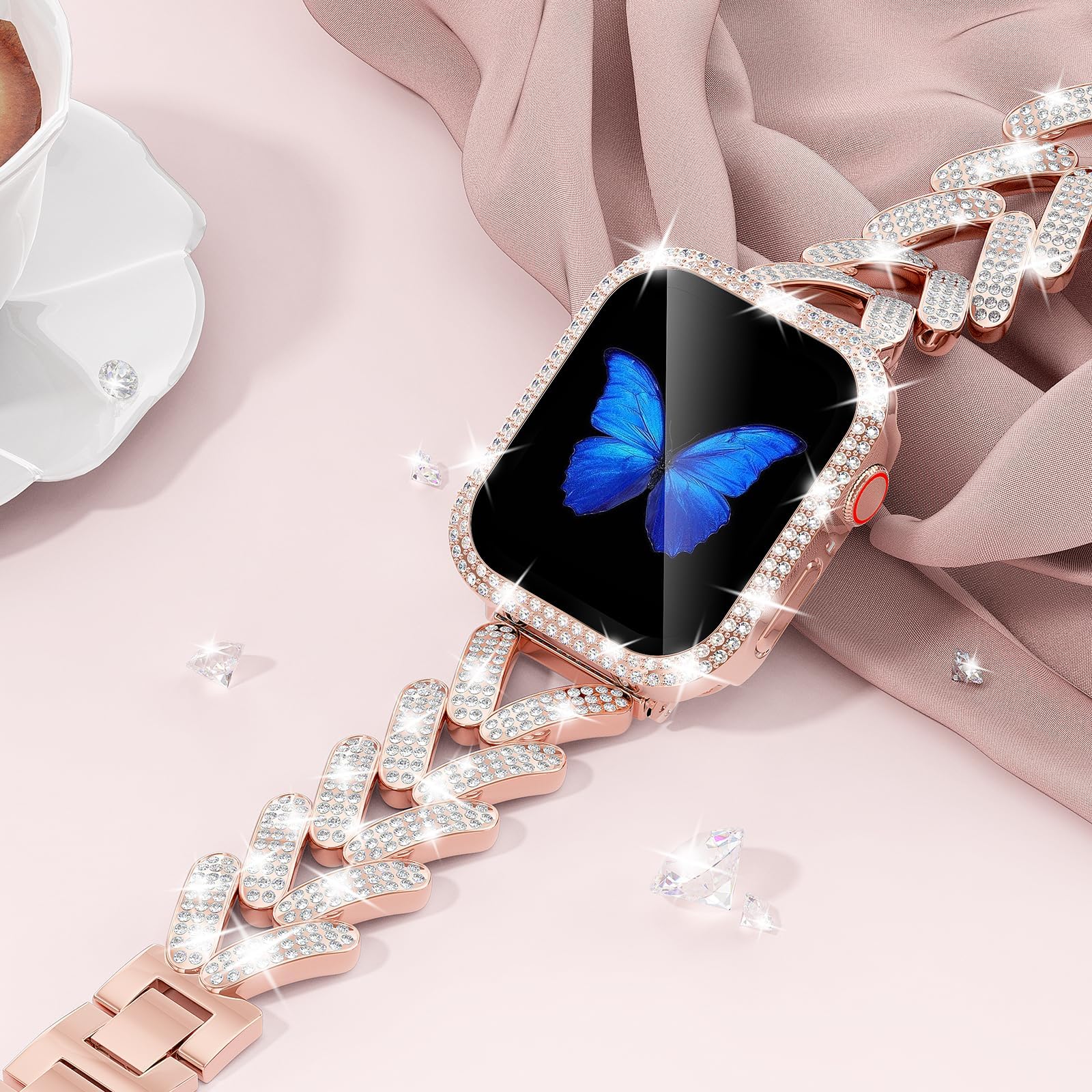 Smartwatch Slim Watches For Men - Bracelet Bling pour Apple Watch, Bracelet