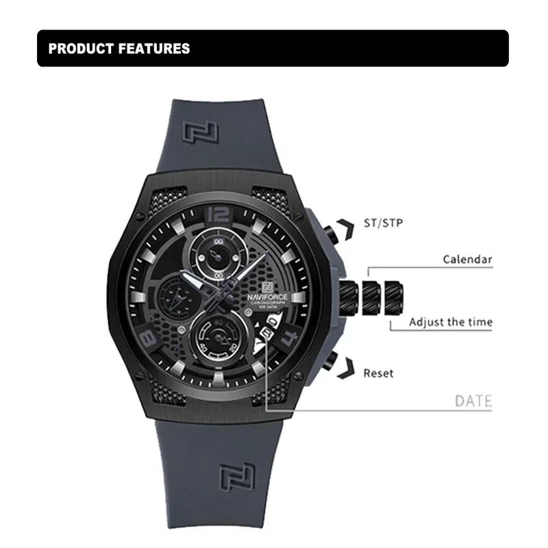 NAVIFORCE NF8051T montres pour - Silicone Sport Band avis et prix
